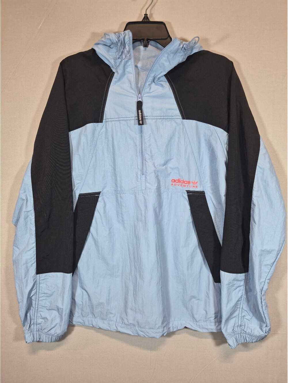 Adidas Originals Adventure Anorak Windbreaker Men’s M Blue Black Hooded Jacket